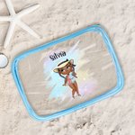Borsa da trucco personalizzata trasparente impermeabile con nome e disegno ragazza alla moda regalo per compleanni vacanze per ragazze o donne