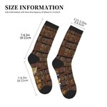Personalized Vintage Bookshelf Cartoon Reading Character Soft Mid-Calf Socks with Name and Text Birthday Gift for Book Lovers Bookworms
