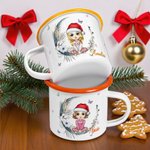 Gepersonaliseerde Bloem Vlinder Maan Cartoon Karakter 12 oz Emaille Mok met Naam Verjaardag Kerstcadeau voor Baby's Jongens Meisjes