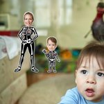 Personalised Skeleton 1-7 Face Photos Waterproof Stickers New Car Halloween Gift for Family Friends Car Owners