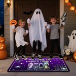 Personalized Welcome to Someone's Family Ghost Black Cat Pumpkin Doormat with Name Home Decoration Halloween Gift for Family Friends