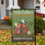 Personalized Halloween Ghost Pumpkin Garden Flag with 1-10 Name and Title Halloween Family Party Gift for Family Children