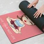 Personalized Cartoon Yoga Character Super Absorbent Yoga Mat with Name and Text Sports Accessories Birthday Gift for Women Yoga Lovers