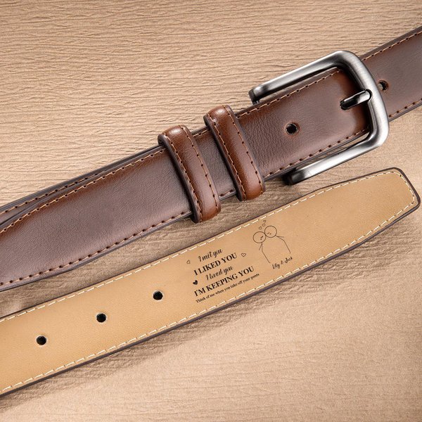 Gepersonaliseerde I Met You I Liked You Leren Riem met Gegraveerde Naam Zakenreis Accessoire Verjaardag Verjaardag Valentijnsdag Cadeau voor Mannen