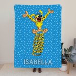 Personalized Cute Tail-Bouncing Marsupilami Soft Throw Blanket with Name Home Decor Birthday Christmas Gift for Kids | Callie × Marsupilami®