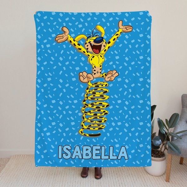 Personalized Cute Tail-Bouncing Marsupilami Soft Throw Blanket with Name Home Decor Birthday Christmas Gift for Kids | Callie × Marsupilami®