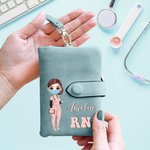 Portefeuille personnalisé en cuir PU avec nom et profession Cadeau d'appréciation pour infirmière, médecin, étudiant en médecine