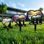 Personalised Heart Faux Stained Glass Pet Silhouette Garden Stake with Text and Name Memorial Sympathy Loss of Pet Gift for Dog Owners