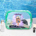 Borsa da trucco personalizzata trasparente impermeabile con nome e disegno ragazza alla moda regalo per compleanni vacanze per ragazze o donne