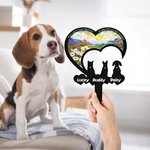 Personalised Heart Faux Stained Glass Pet Silhouette Garden Stake with Text and Name Memorial Sympathy Loss of Pet Gift for Dog Owners