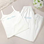 Personalised Multicolour Embroidered Vest Sweatpants Set with Name and Date Birthday Wedding Party Gift for Women Girls