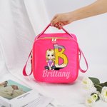 Personalized Cartoon Character Apple Pencil Initial Insulated Lunch Bag with Name Back to School Picnic Birthday Gift for Kids