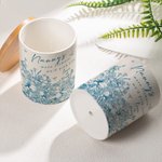 Personalised Retro Floral Ceramic Plant Pot with Bamboo Base and Name Title Mother's Day Birthday Gift for Mom Grandma