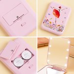 Personalized Watercolor Ballet Girl Birth Flower LED Double-Sided Compact Makeup Mirror with Name Travel  Accessories Birthday Gift for Ballerina