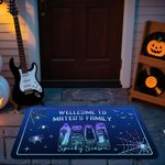 Personalized Welcome to Someone's Family Ghost Black Cat Pumpkin Doormat with Name Home Decoration Halloween Gift for Family Friends