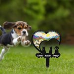 Personalised Heart Faux Stained Glass Pet Silhouette Garden Stake with Text and Name Memorial Sympathy Loss of Pet Gift for Dog Owners