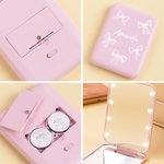 Personalized Bow LED Double-Sided Foldable Compact Makeup Mirror with Name Travel Accessories Birthday Gift for Women Girls