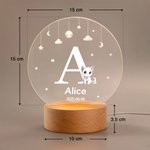 Personlig LED nattlampa med söta djur och namn träfot perfekt dekoration för barnrum födelsedagspresent för barn och djurälskare