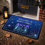 Personalized Welcome to Someone's Family Ghost Black Cat Pumpkin Doormat with Name Home Decoration Halloween Gift for Family Friends