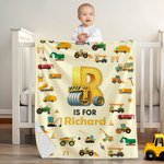 Personalized Dinosaur Fantasy Unicorn Excavator Soft Baby Security Blanket with Dotted Backing and Embroidered Name Baby Shower Birthday Gift for Baby