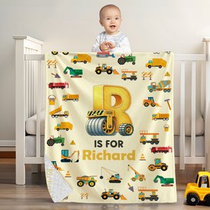 Personalisierte Dinosaurier Fantasie Einhorn Bagger weiche Baby Sicherheit Decke mit gepunkteten Backing und gestickten Namen Baby Dusche Geburtstagsgeschenk für Baby