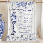Personalized Birth Flower God Says You Are Soft Throw Blanket Home Decor Inspirational Birthday Baptism Gift for Women Christian