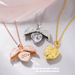 Gepersonaliseerde Foto Hartmedaillon Engelvleugels Ketting met Gegraveerde Tekst Herinneringssieraad voor Vrouwen