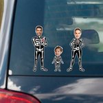 Personalised Skeleton 1-7 Face Photos Waterproof Stickers New Car Halloween Gift for Family Friends Car Owners