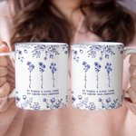 Personalised Toile De Jouy Design Birth Flower Friendship 11 oz Ceramic Mug with Name and Text Thanksgiving Day Birthday Gift for Women