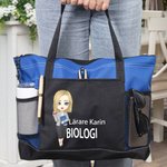 Personlig stor handväska med tecknad figurmotiv med namn och nätficka perfekt tillbaka till skolan present till lärare