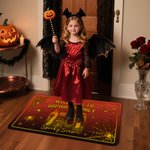 Personalized Welcome to Someone's Family Ghost Black Cat Pumpkin Doormat with Name Home Decoration Halloween Gift for Family Friends