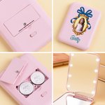 Personalized Princess Photo Frame Pocket Makeup Mirror with Name and LED Mirror Travel Essentials Birthday Gift for Women