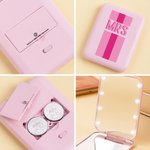 Personalized Shadow Monogram Stripe LED Double-Sided Foldable Compact Makeup Mirror with Initial Travel Accessories Birthday Gift for Bridesmaid Women