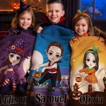 Personalised Halloween Theme Cartoon Character Soft Throw Blanket with Name Bedroom Decor Halloween Party Gift for Boys Girls