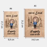 Cuaderno de viaje personalizado de cuero PU con 200 páginas personaje de dibujos animados nombre y texto regalo de cumpleaños para amigos y viajeros