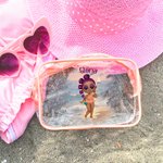 Borsa da trucco personalizzata trasparente impermeabile con nome e disegno ragazza alla moda regalo per compleanni vacanze per ragazze o donne