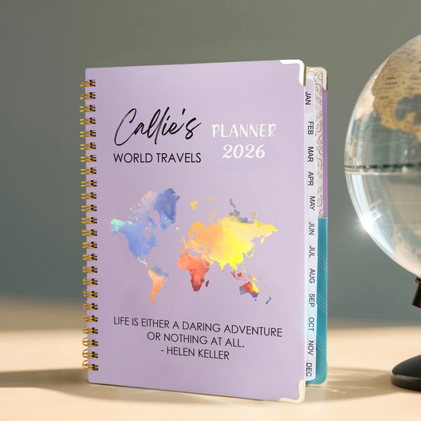 Henkilökohtainen matkakartta 2026 Planner A5 kalenteri Planner Notebook nimi ja otsikko Travel vuosipäivä lahja matkailijoille Valmistuneet