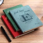Personalized God Says You Are Bible Flower A5 Leather Travel Journal Notebook with Name and Initial Birthday Inspirational Gift for Girl Family