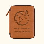 Personalized World Travel Themed Leather Storage Bag with Name and Text Birthday Travel Essentials Gift for Travelers