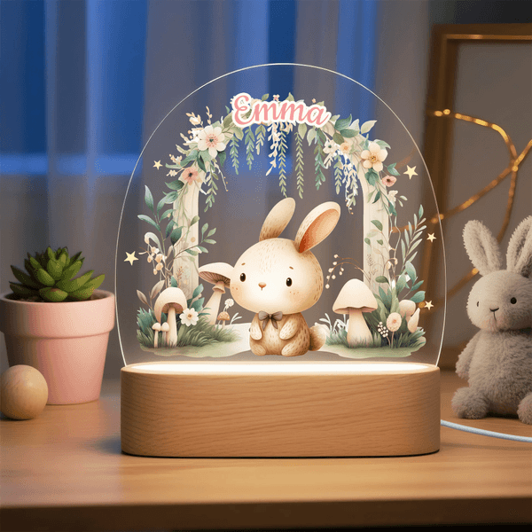 Veilleuse LED Acrylique Personnalisée avec Nom et Motif d'Animal Décoration Lumière Monochromatique ou Trois Couleurs Cadeau Anniversaire pour Enfant