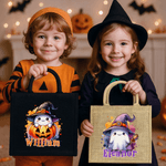 Personalized Cute Ghost and Pumpkin Large Capacity Tote Bag with Name Halloween Party Gift for Boys Girls