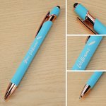 Personalised Multicolour Engraved Any Icon 5 Pcs Ballpoint Pen Set with Stylus and Text Graduation Party Appreciation Gift for Colleagues Friends