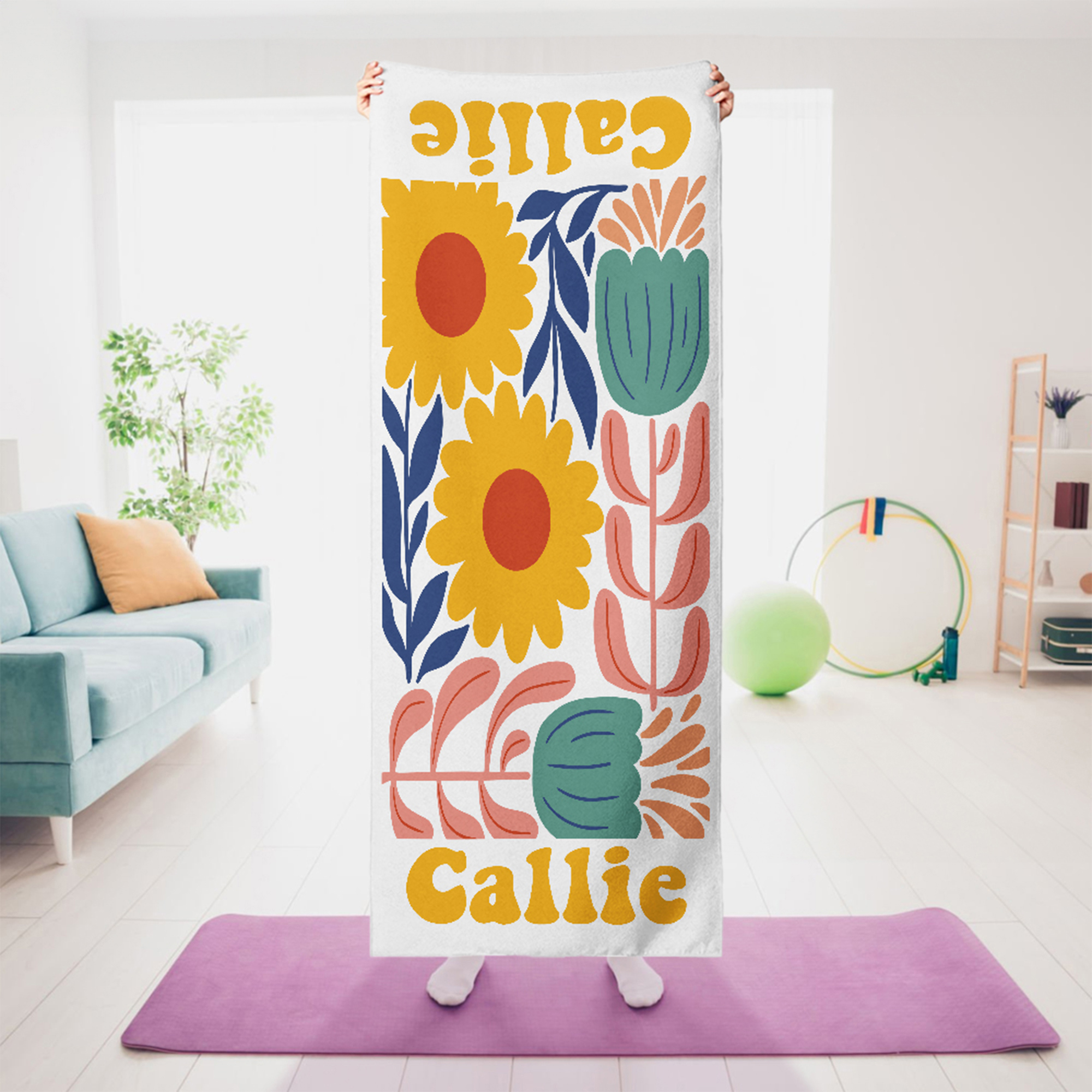 Serviette de yoga super absorbante personnalisée avec nom Accessoires de sport Cadeau d'anniversaire pour les amateurs de yoga Femmes
