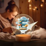 Personalized Fantasy Nebula Rocket Planet Initial Name LED Night Light with Wooden Base Room Decor Baby Shower Birthday Gift for Kid New Mom