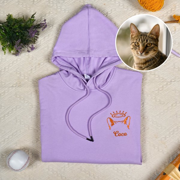 Personalised Embroidered Dog Cat Ear Outline T-shirt Sweatshirt Hoodie with 1-3 Names Pet Party Birthday Gift for Pet Lovers