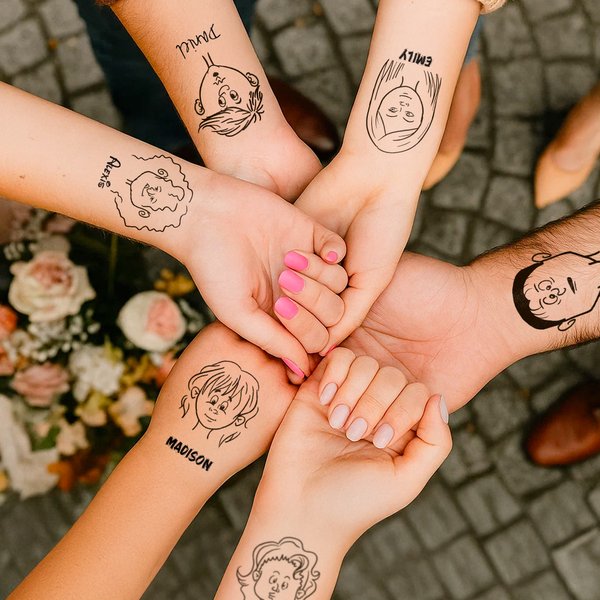 Gepersonaliseerde Komische stijl cartoon Avatar Tattoo Stickers met naam partij verjaardag Gift voor vrouwen mannen