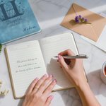 Personalized God Says You Are Bible Flower A5 Leather Travel Journal Notebook with Name and Initial Birthday Inspirational Gift for Girl Family