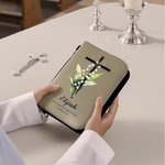 Couverture de livre en cuir PU avec nom et texte Cadeau d'anniversaire pour femmes chrétiennes