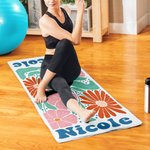 Personalized Floral Super Absorbent Yoga Towel with Name Sports Accessories Holiday Party Birthday Gift for Yoga Lovers Women