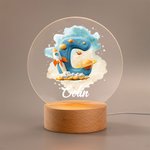 Personalized Fantasy Nebula Rocket Planet Initial Name LED Night Light with Wooden Base Room Decor Baby Shower Birthday Gift for Kid New Mom